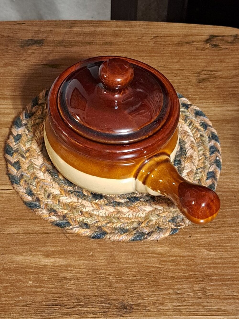 Brown Glazed Soup Crock
